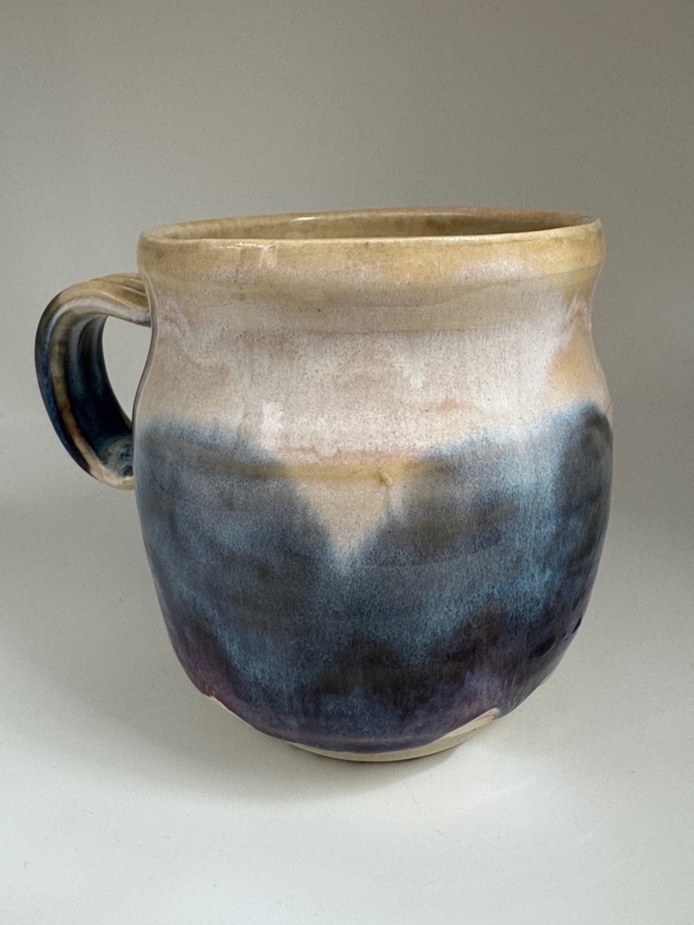 Handcrafted Ceramic Mug in Blue purple Cream white green